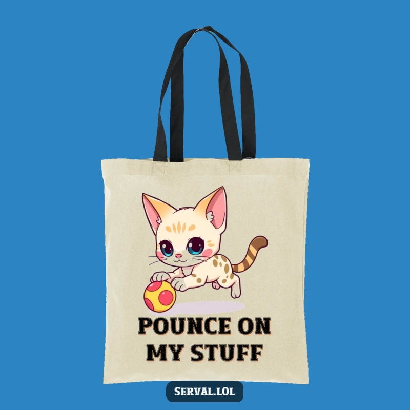 Funny Serval Pounce Tote Bag: Agile Carry-All for a Playful Gift