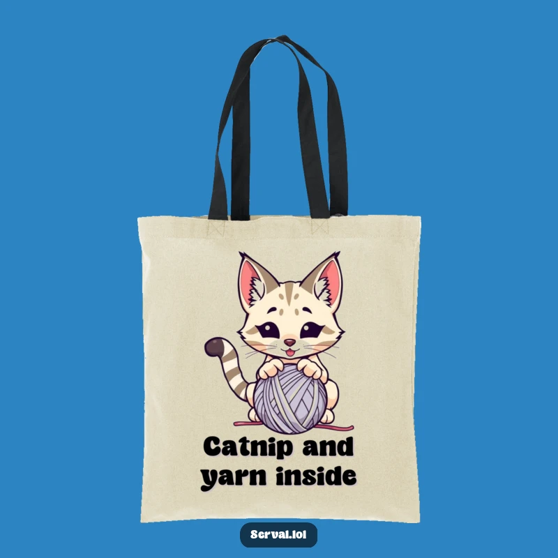 Funny Serval Pounce Tote Bag: Carry Fun with a Playful Cat, Great Funny Gift