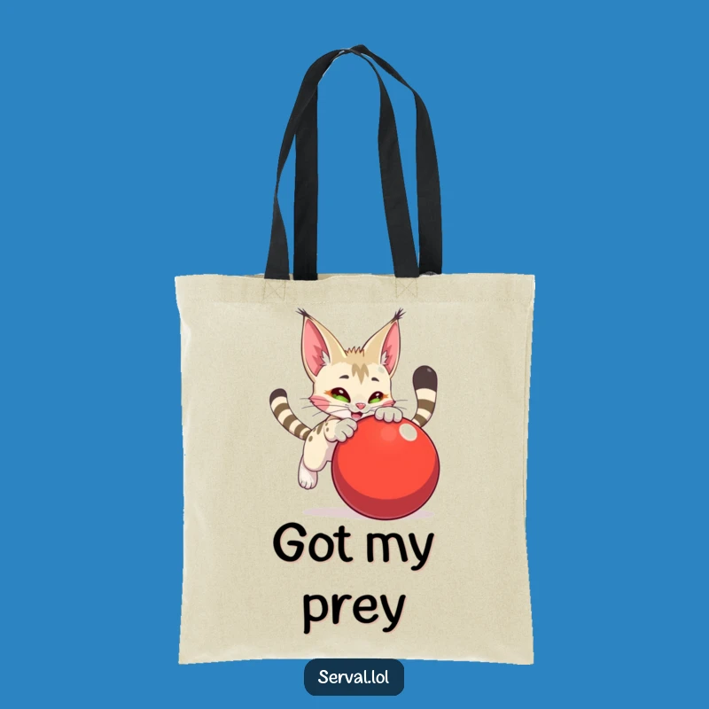 Funny Serval Pouncing Ball Tote Bag - Carry Your Playfulness