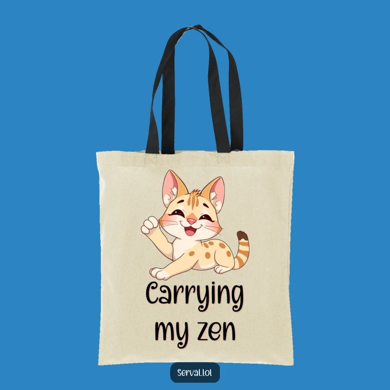 Funny Serval Stretch Tote Bag: Carry Your Calmness