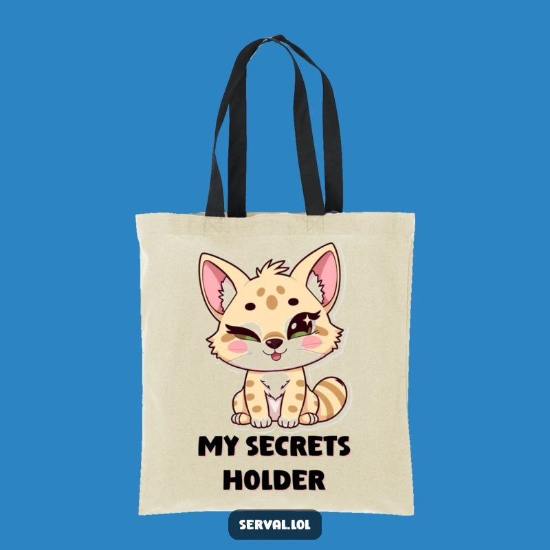 Funny Winking Serval Tote Bag: Carry Your Secrets with Stylish Humor